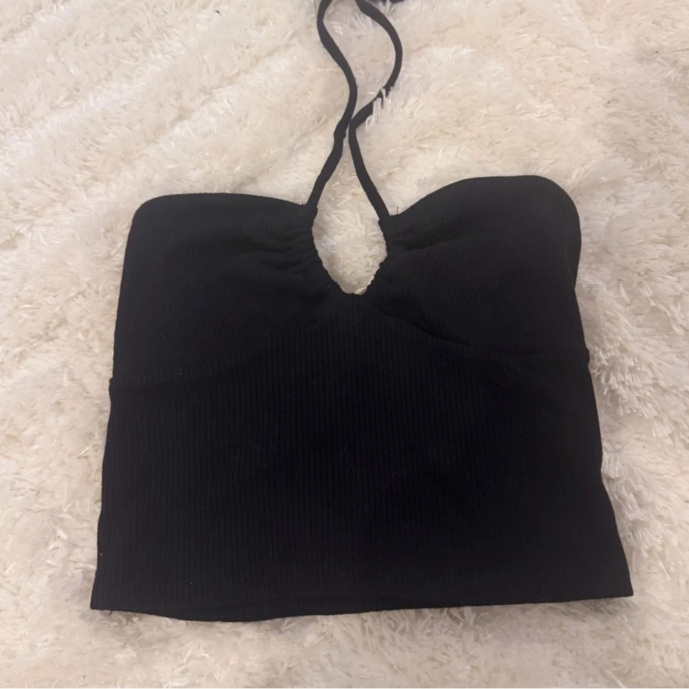 Aritzia Black Wilfred Merci Halter Top